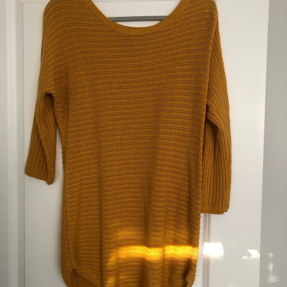 Gold long sweater.